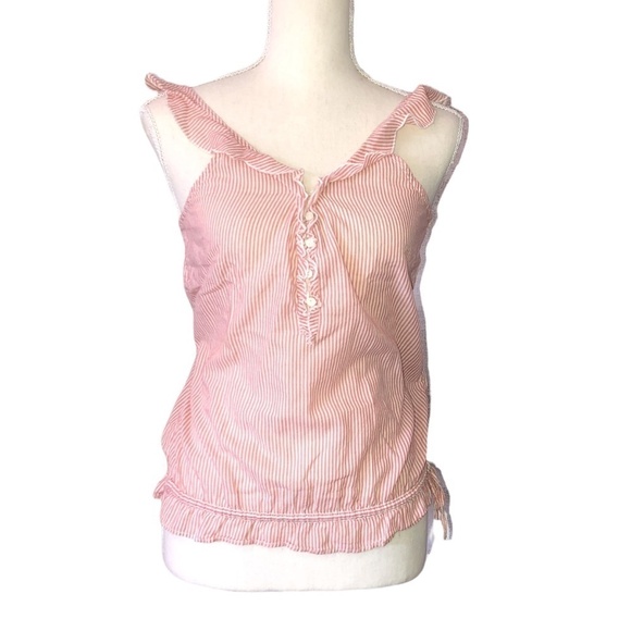 HOLLISTER CALIFORNIA Tank Top Blouse Women's Size Medium Pink Cotton Ruffled - Picture 1 of 10